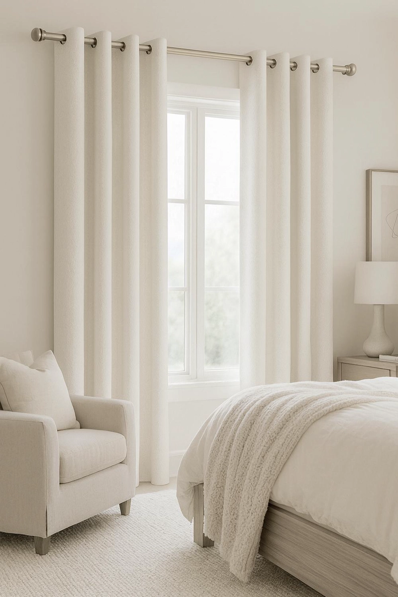 CORTINA BLACKOUT 100% ENGOMADA TE RMICA TIPO LINO 140X220 - TELA GRUESA PREMIUM - 1 PAÑO BLANCO - 7