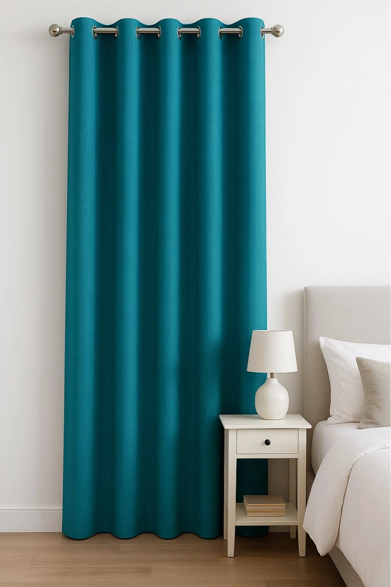 CORTINA BLACKOUT 100% ENGOMADA TE RMICA TIPO LINO 140X220 - TELA GRUESA PREMIUM - 1 PAÑO TURQUESA - 1