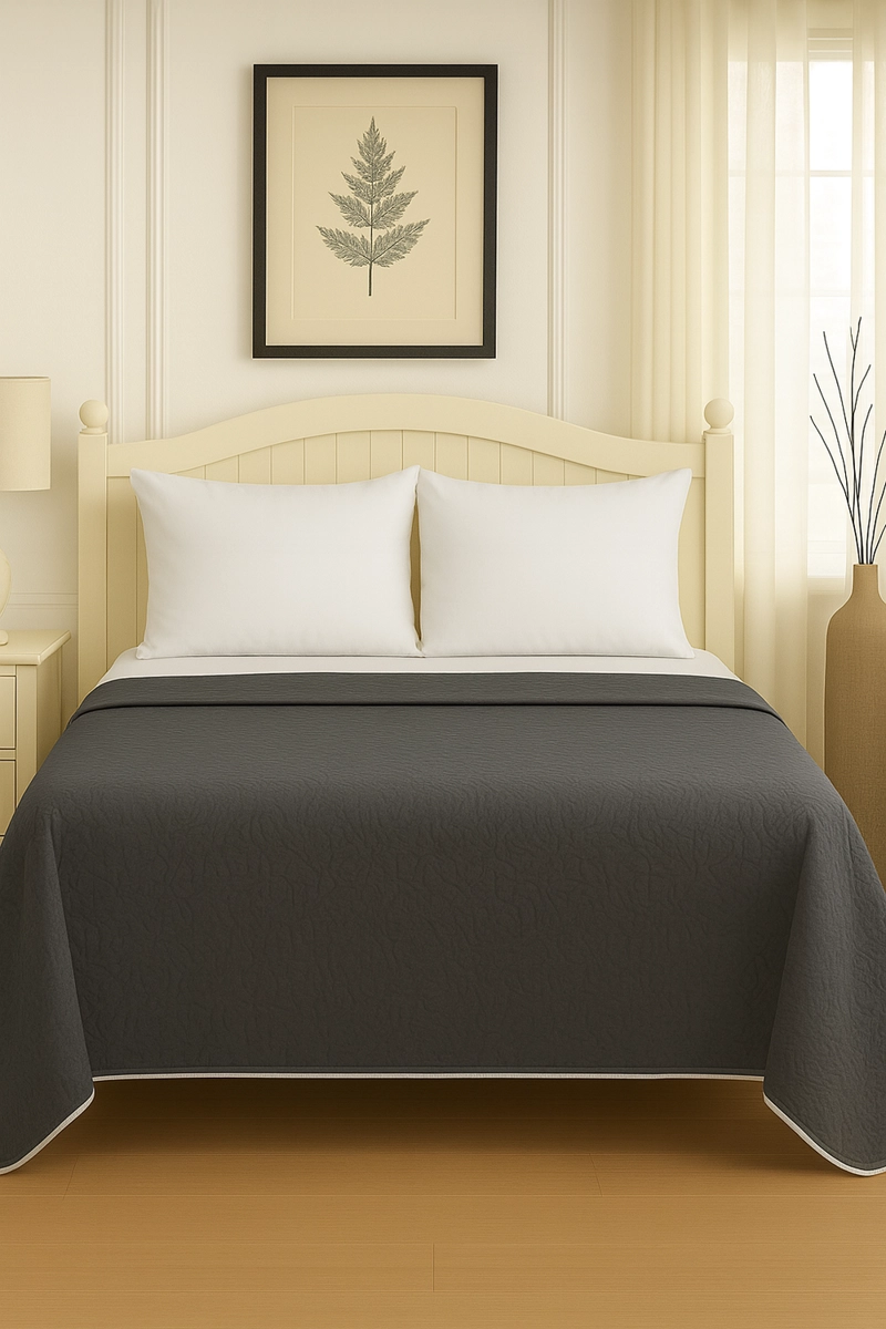 CUBRECAMA QUILT REVERSIBLE KING 280X260CM GRIS - 2