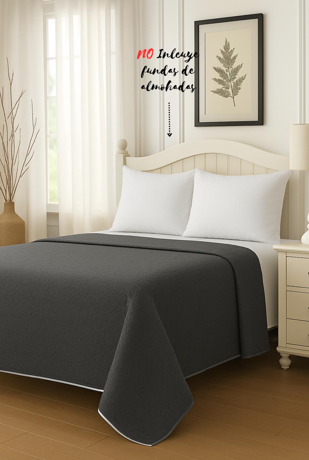 CUBRECAMA QUILT REVERSIBLE KING 280X260CM GRIS - 3