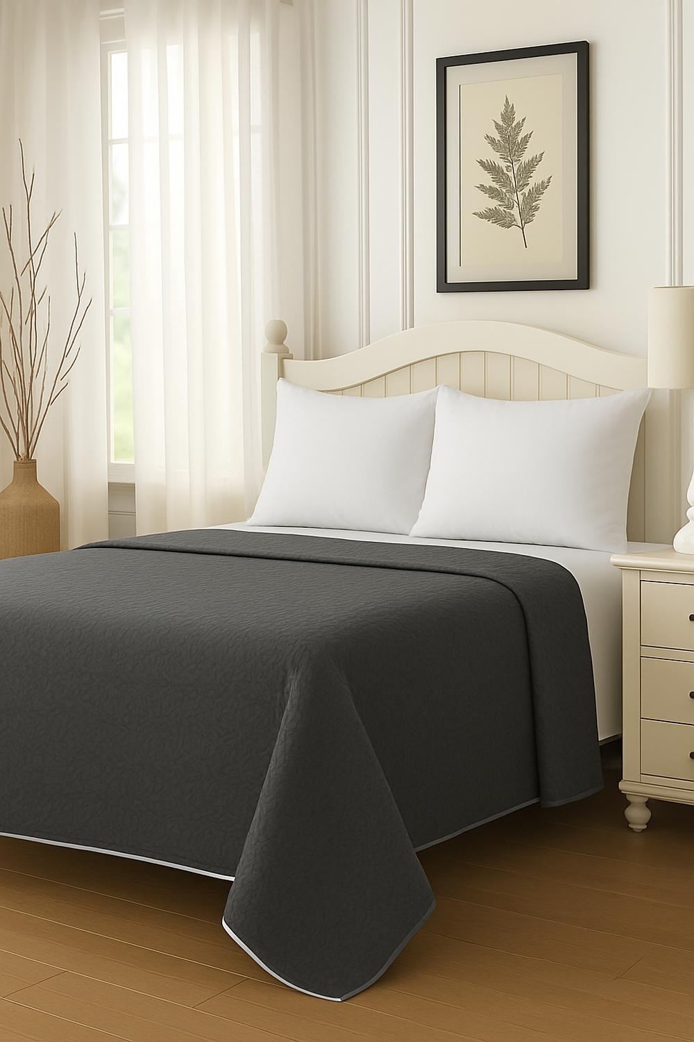 CUBRECAMA QUILT REVERSIBLE KING 280X260CM GRIS - 5