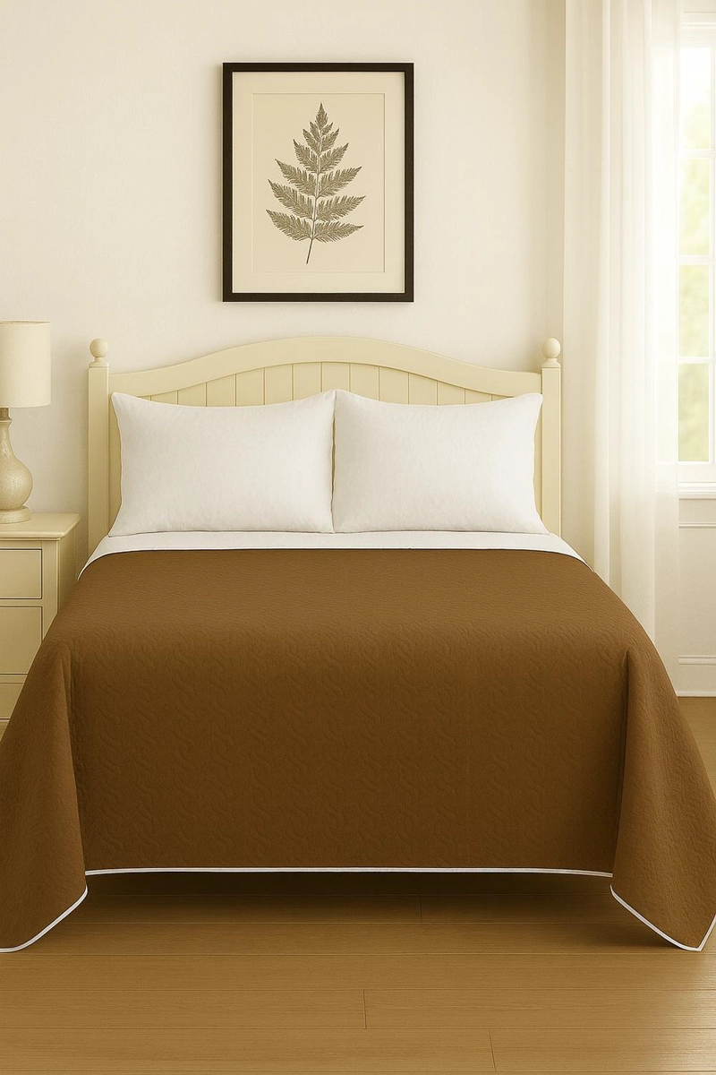 CUBRECAMA QUILT REVERSIBLE KING 280X260CM CAFE - 2