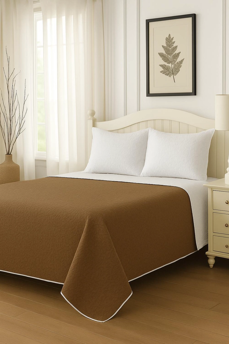 CUBRECAMA QUILT REVERSIBLE KING 280X260CM CAFE - 5