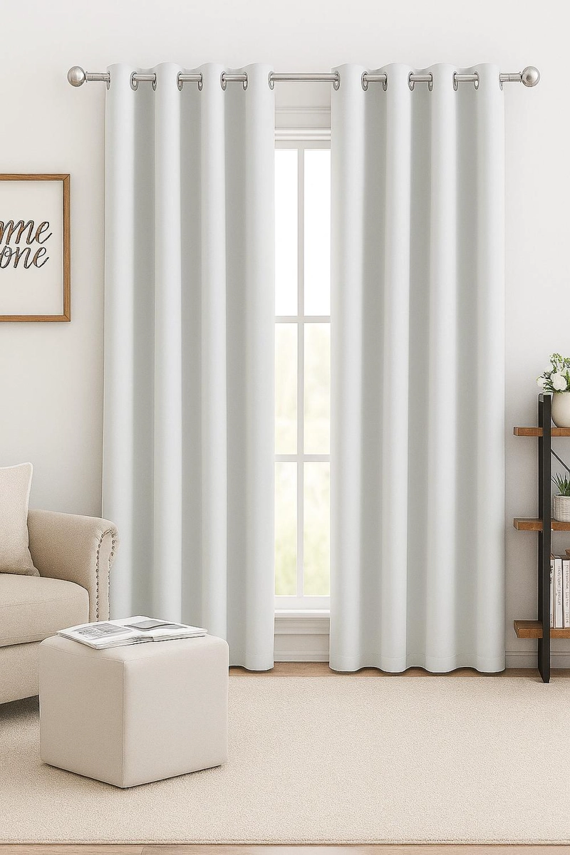 CORTINA ENGOMADA TERMICA TELA DELGADA 100% BLACKOUT 140X225 TAMAÑO 140X225 BLANCO - 3