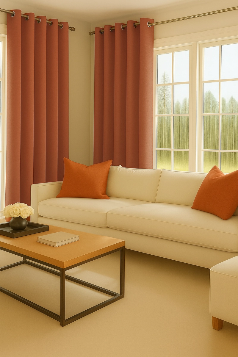 CORTINA ENGOMADA TERMICA TELA DELGADA 100% BLACKOUT 140X225 TAMAÑO 140X225 NARANJO - 3