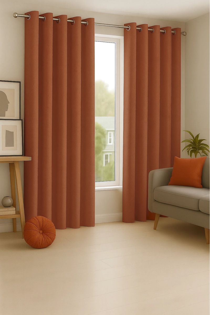 CORTINA ENGOMADA TERMICA TELA DELGADA 100% BLACKOUT 140X225 TAMAÑO 140X225 NARANJO - 5