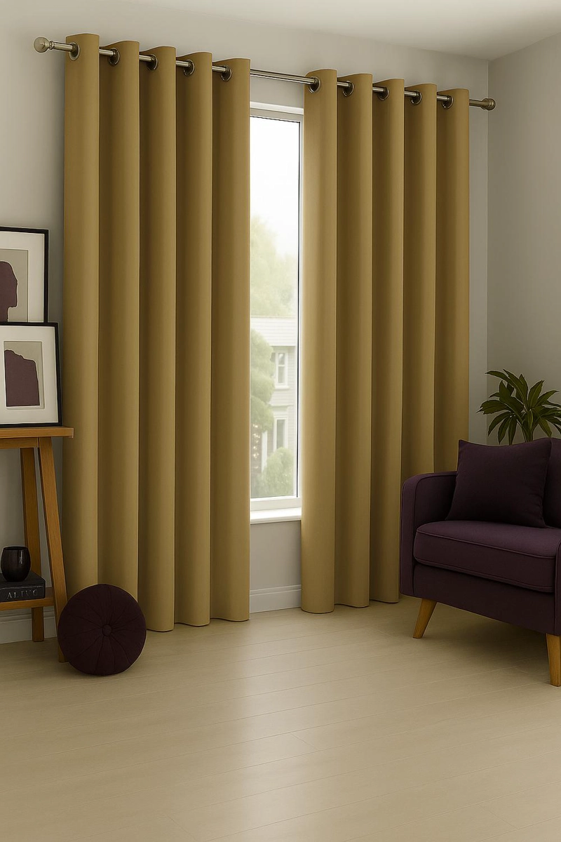 CORTINA ENGOMADA TERMICA TELA DELGADA 100% BLACKOUT 140X225 TAMAÑO 140X225 DORADO - 5