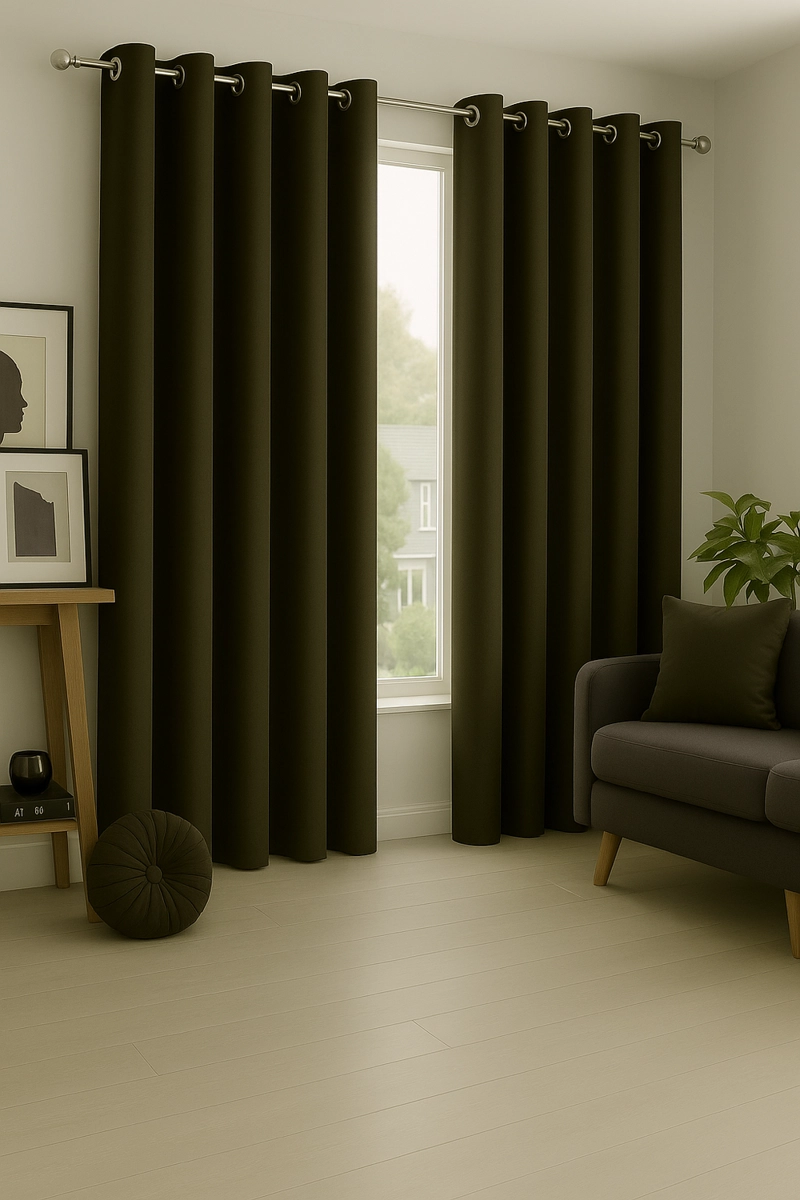 CORTINA ENGOMADA TERMICA TELA DELGADA 100% BLACKOUT 140X225 TAMAÑO 140X225 CAFE OSCURO - 5