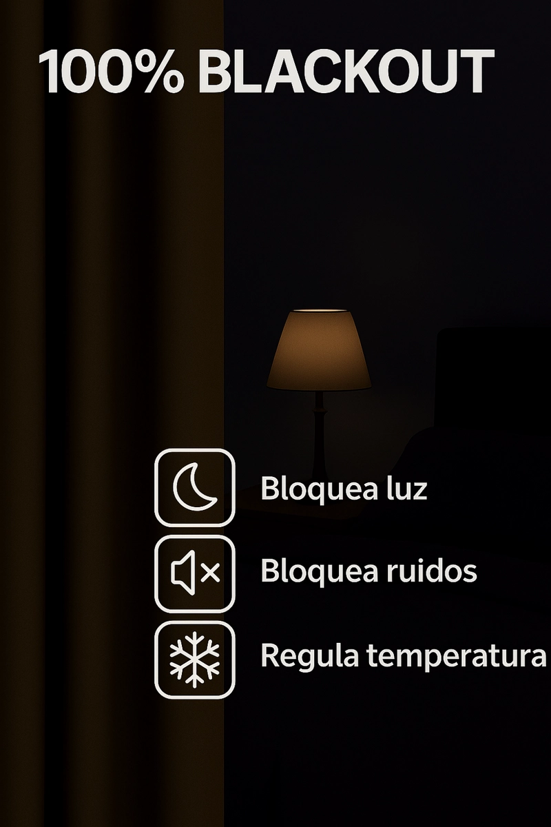 CORTINA ENGOMADA TERMICA TELA DELGADA 100% BLACKOUT 140X225 TAMAÑO 140X225 CAFE OSCURO - 6