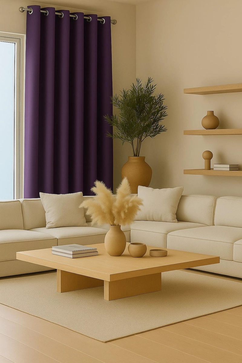 CORTINA ENGOMADA TERMICA TELA DELGADA 100% BLACKOUT 140X225 TAMAÑO 140X225 MORADO - 1