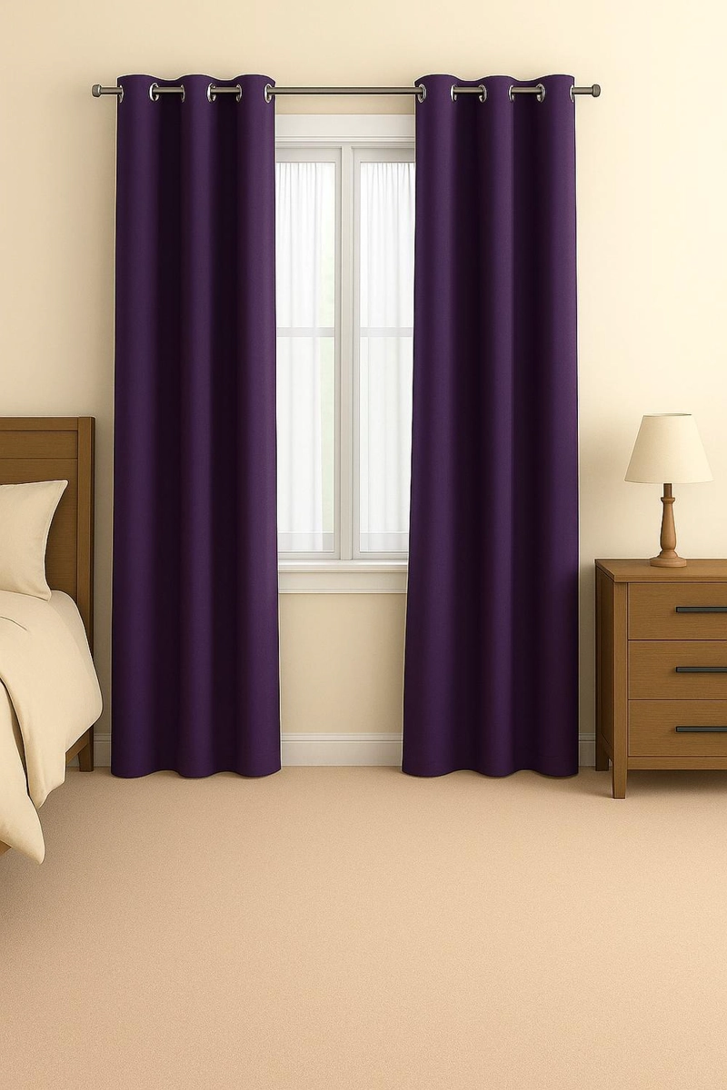 CORTINA ENGOMADA TERMICA TELA DELGADA 100% BLACKOUT 140X225 TAMAÑO 140X225 MORADO - 2