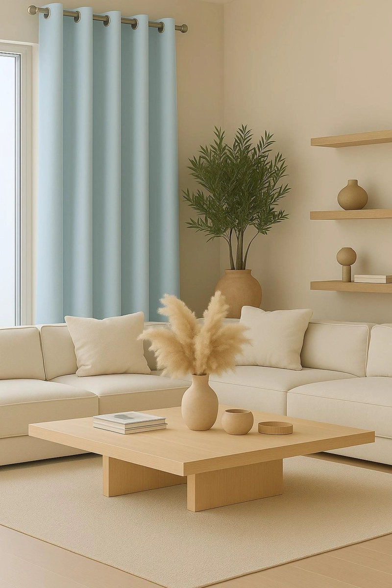 CORTINA ENGOMADA TERMICA TELA DELGADA 100% BLACKOUT 140X225 TAMAÑO 140X225 AZUL CLARO - 1