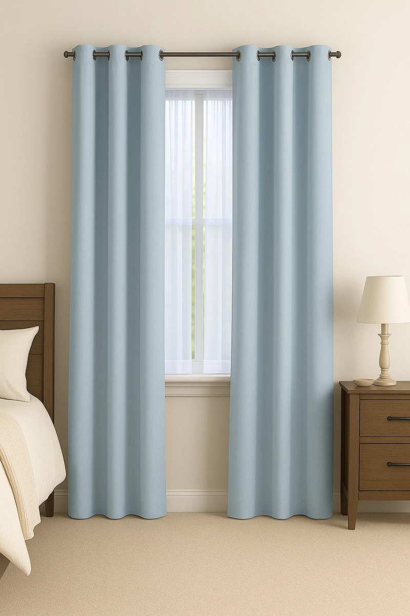 CORTINA ENGOMADA TERMICA TELA DELGADA 100% BLACKOUT 140X225 TAMAÑO 140X225 AZUL CLARO - 2