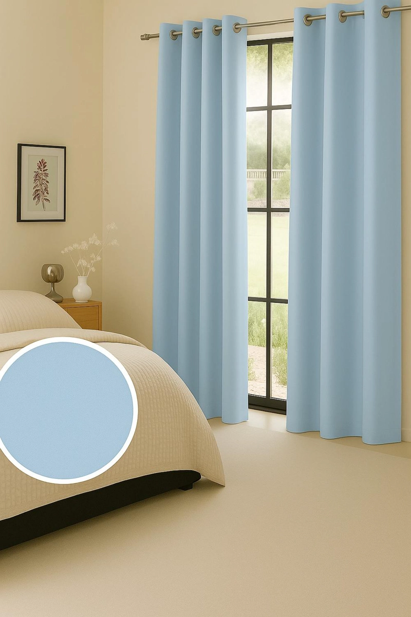 CORTINA ENGOMADA TERMICA TELA DELGADA 100% BLACKOUT 140X225 TAMAÑO 140X225 AZUL CLARO - 4