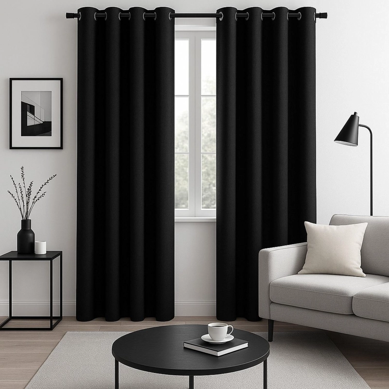 CORTINA ENGOMADA TERMICA TELA DELGADA 100% BLACKOUT 140X225 TAMAÑO 140X225 NEGRO - 3