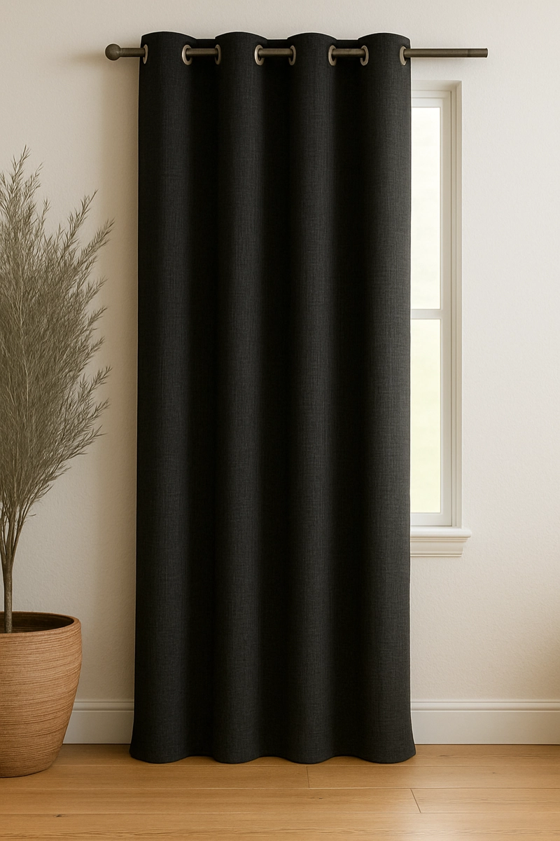 CORTINA ENGOMADA TERMICA 100% BLACKOUT DE TIPO LINO TAMAÑO 140X225 TAUPE - 1