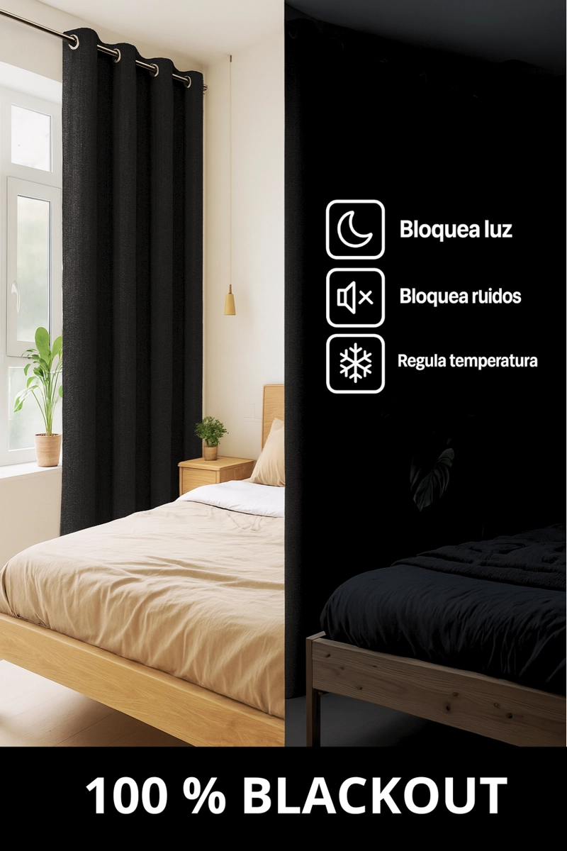 CORTINA ENGOMADA TERMICA 100% BLACKOUT DE TIPO LINO TAMAÑO 140X225 TAUPE - 2