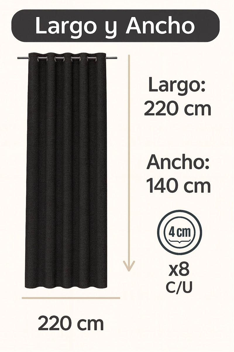 CORTINA ENGOMADA TERMICA 100% BLACKOUT DE TIPO LINO TAMAÑO 140X225 TAUPE - 3