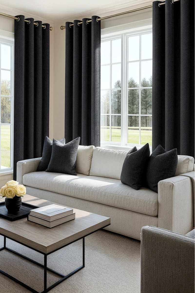 CORTINA ENGOMADA TERMICA 100% BLACKOUT DE TIPO LINO TAMAÑO 140X225 TAUPE - 5