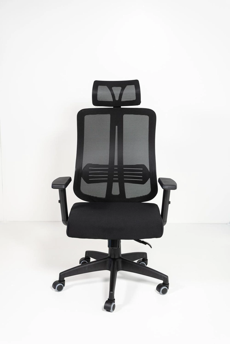 SILLA DE OFICINA PARA ESCRITORIO CON APOYACABEZA BRAZO REGULABLE NEGRA - 4