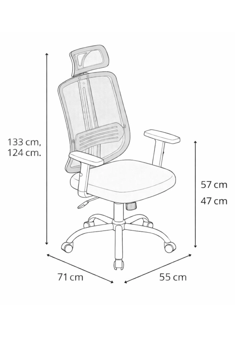 SILLA DE OFICINA PARA ESCRITORIO CON APOYACABEZA BRAZO REGULABLE NEGRA - 5