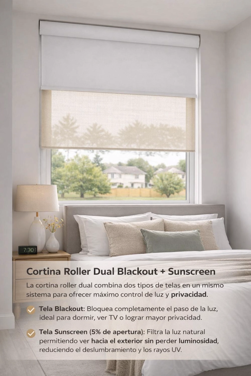 CORTINA ROLLER DOBLE BLACKOUT / SUNSCREEN 075X160 - 4