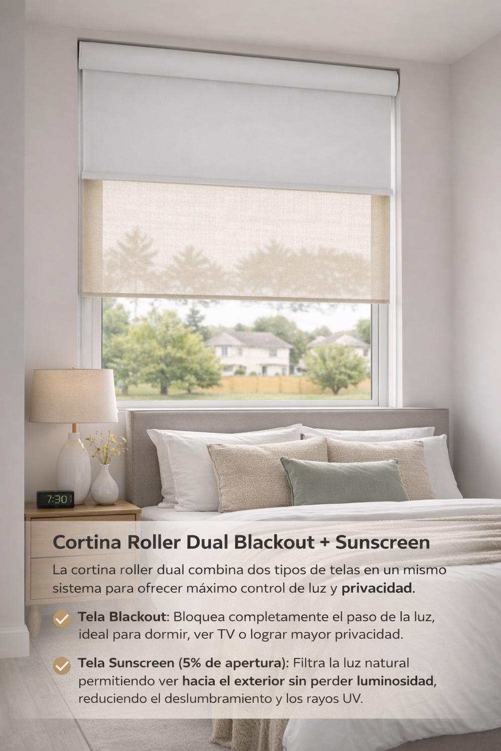 CORTINA ROLLER DOBLE BLACKOUT / SUNSCREEN 180X160 - 4