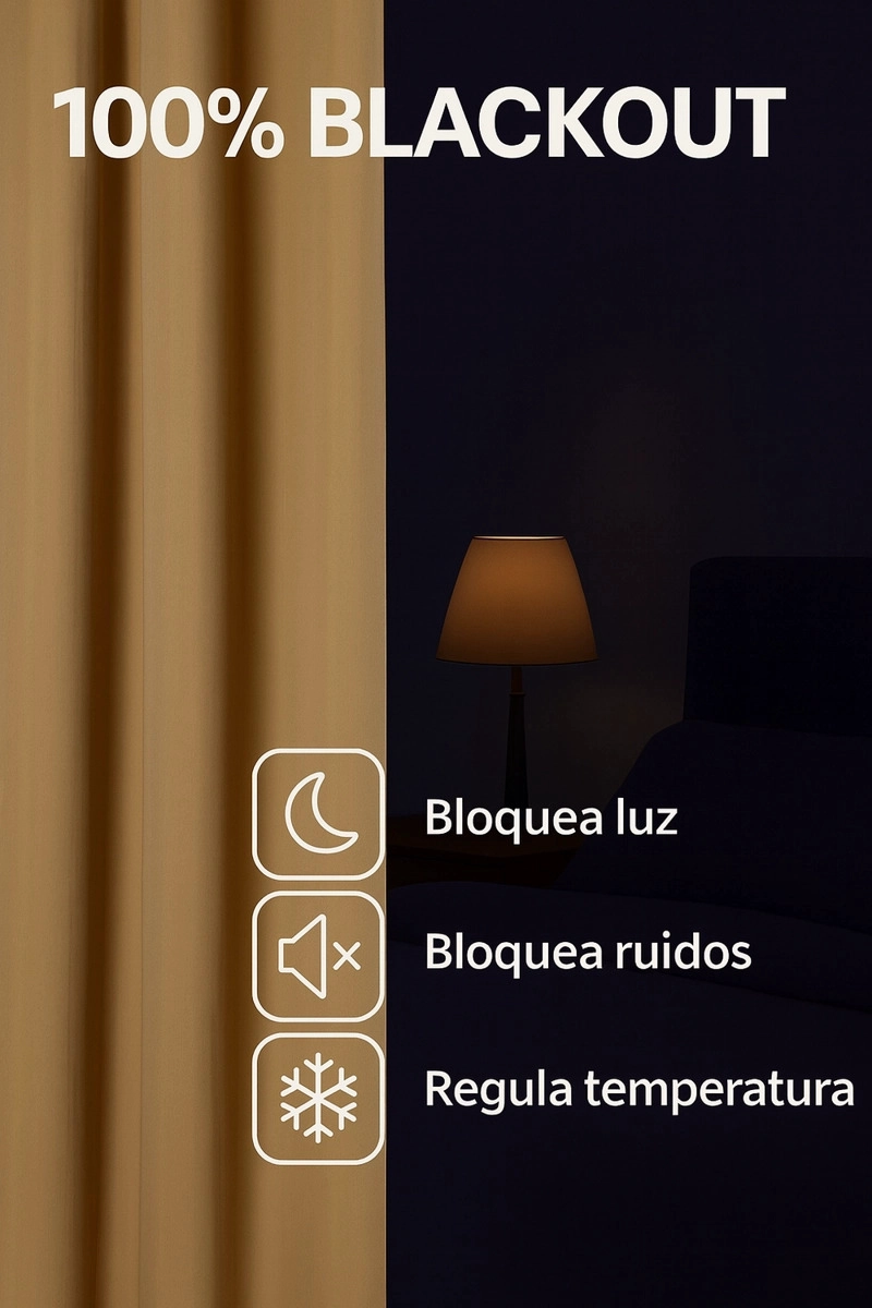PACK 2 CORTINA TRADICIONAL BLACKOUT DORADO - 6