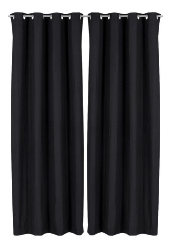 CORTINA BLACKOUT 100% ENGOMADA TERMICA TELA LIGERA 140X225 - MICROFIBRA PREMIUM - 2 PAÑOS NEGRO - 1