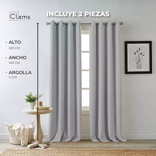 CORTINA BLACKOUT 100% ENGOMADA TERMICA TELA LIGERA 140X225 - MICROFIBRA PREMIUM - 2 PAÑOS NEGRO - 5