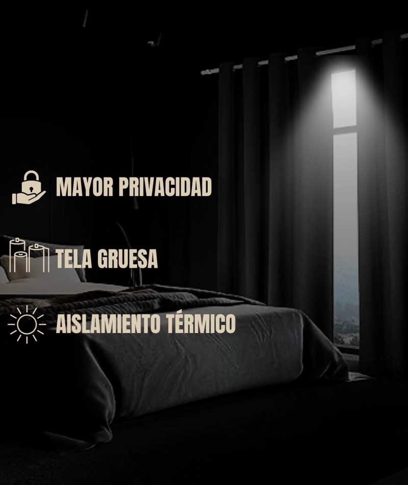 CORTINA BLACKOUT 100% ENGOMADA TE RMICA TIPO LINO 140X220 - TELA GRUESA PREMIUM - 2 PAÑOS NEGRO - 7