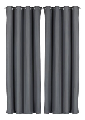 CORTINA BLACKOUT 100% ENGOMADA TERMICA TELA LIGERA 140X225 - MICROFIBRA PREMIUM - 2 PAÑOS GRIS OSCUR - 1