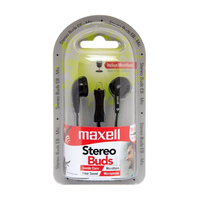 AUDÍFONOS MANOS LIBRES ESTÉREO BOTÓN MICRÓFONO MAXELL EB-MIC NEGRO - 2
