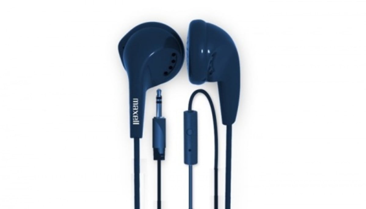 AUDÍFONOS MANOS LIBRES ESTÉREO BOTÓN MICRÓFONO MAXELL EB-MIC AZUL - 1