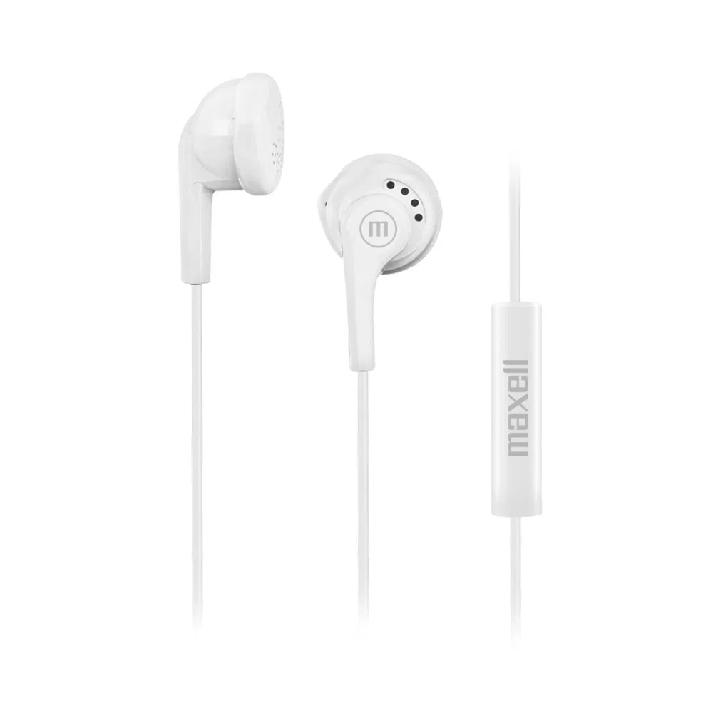 AUDÍFONOS MANOS LIBRES ESTÉREO BOTÓN MICRÓFONO MAXELL EB-MIC BLANCO - 1
