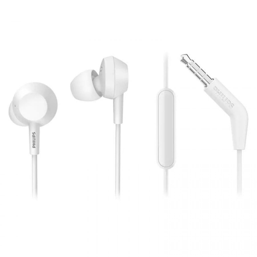 AUDIFONOS PHILIPS TAE4105 XBASS CON MICRÓFONO BLANCO - 1