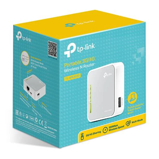 ROUTER INALAMBRICO TP-LINK TL-MR3020, CONEXION 3G/4G, VELOCIDAD INALAMBRICA DE 150MBPS - 3