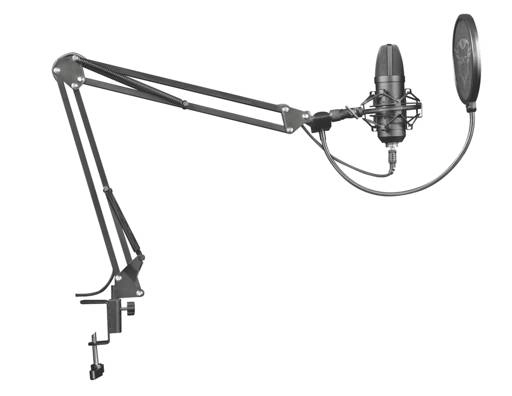 MICROFONO PARA STREAMING TRUST EMITA PLUS BRAZO FLEXIBLE FILTRO ANTIPOP SHOCK MOUNT GXT252 - 1