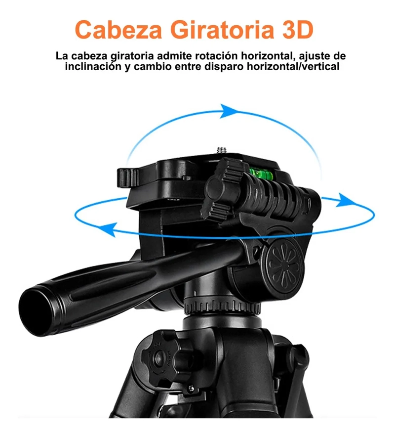 TRIPODE DE CAMARA Y CELULAR DE ALUMINIO,5KG AJUSTABLE 170CM NEGRO - 4