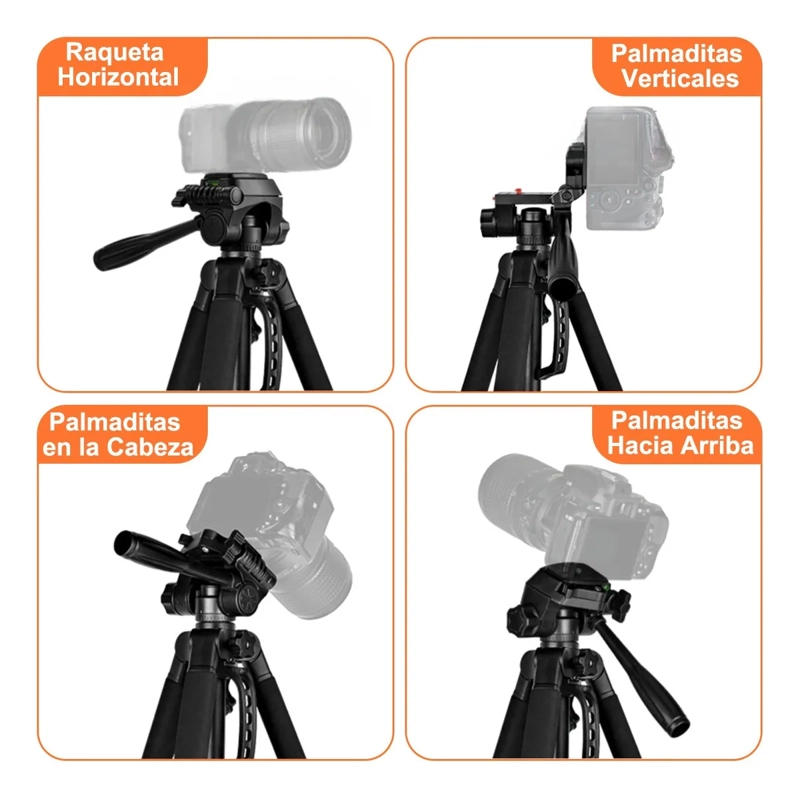 TRIPODE DE CAMARA Y CELULAR DE ALUMINIO,5KG AJUSTABLE 170CM NEGRO - 5