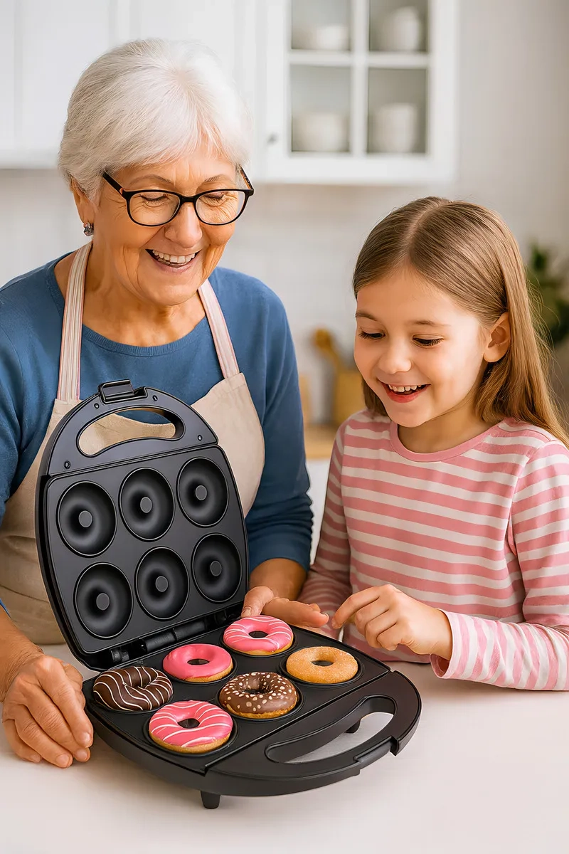 MAQUINA PARA HACER DONAS ELE CTRICA RAF MINI R588 6 DONUTS NEGRO - 2