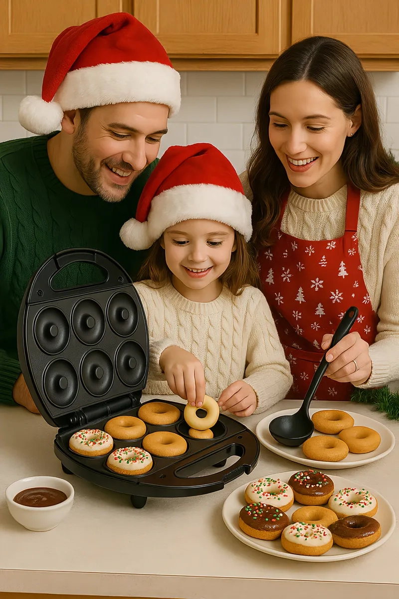 MAQUINA PARA HACER DONAS ELE CTRICA RAF MINI R588 6 DONUTS NEGRO - 3