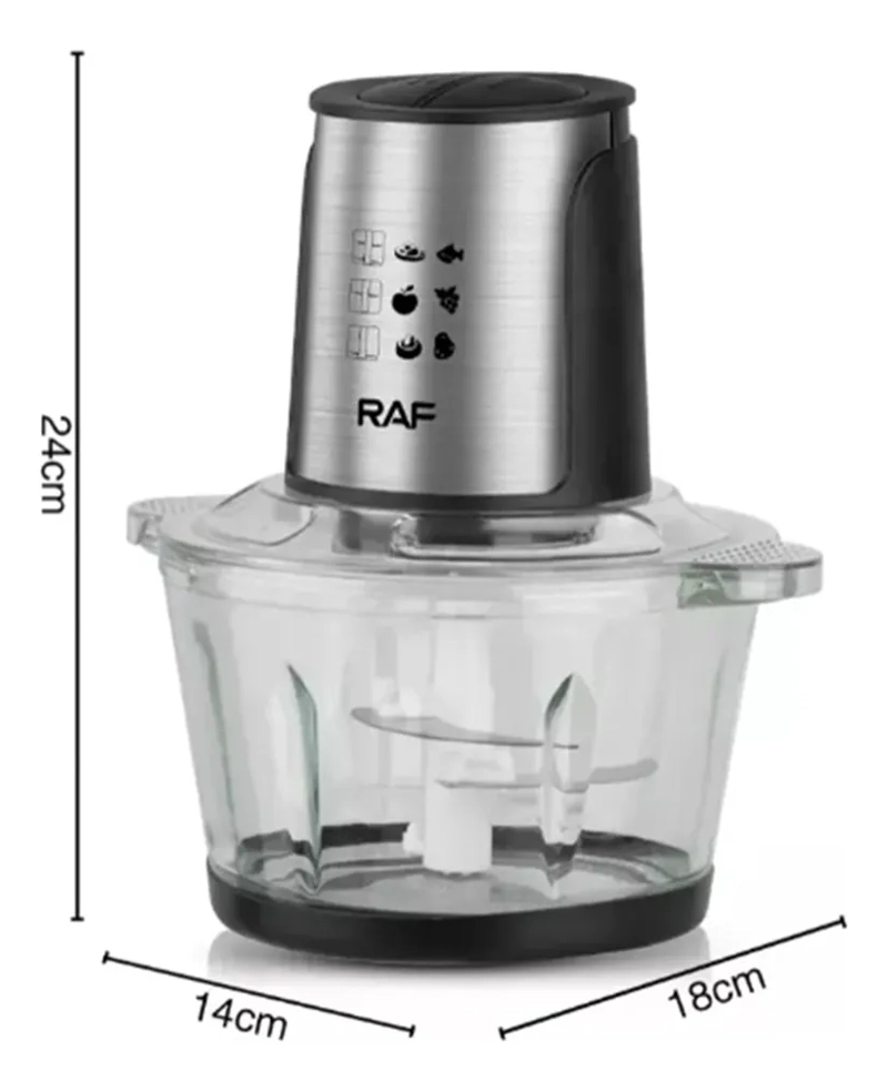PROCESADORA ALIMENTOS 2RL 800W VIDRIO 2L PICADORA CARNE ACERO - 4