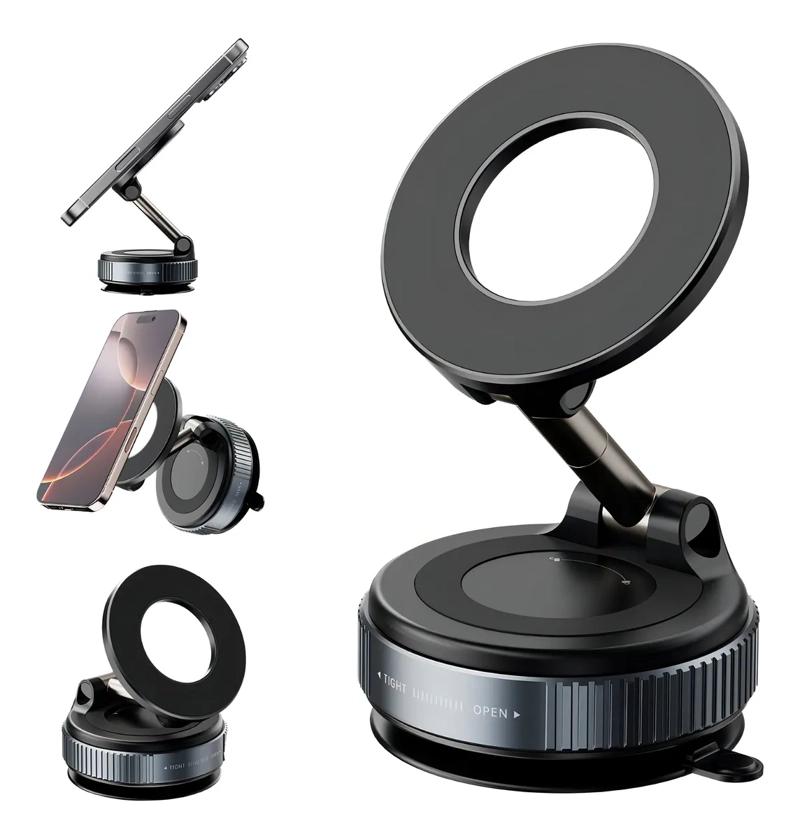SOPORTE DE TELE FONO MOVIL MAGNE TICO AL VACIO PARA EL COCHE COLOR NEGRO - 4