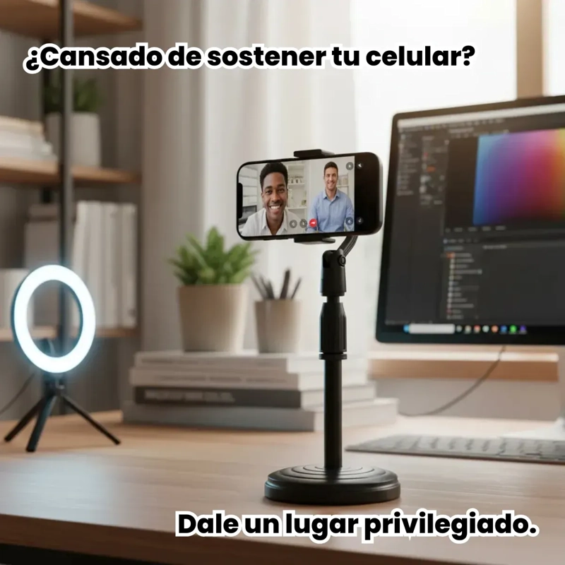 SOPORTE CON BASE ALTO PARA CELULARES SOBREMESA O ESCRITORIO - 2