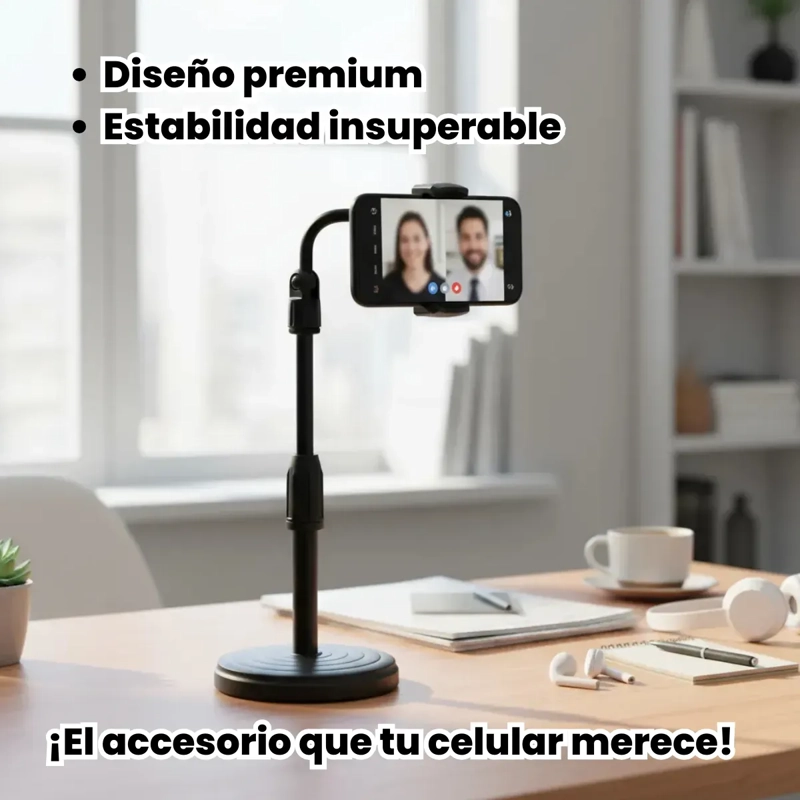 SOPORTE CON BASE ALTO PARA CELULARES SOBREMESA O ESCRITORIO - 3