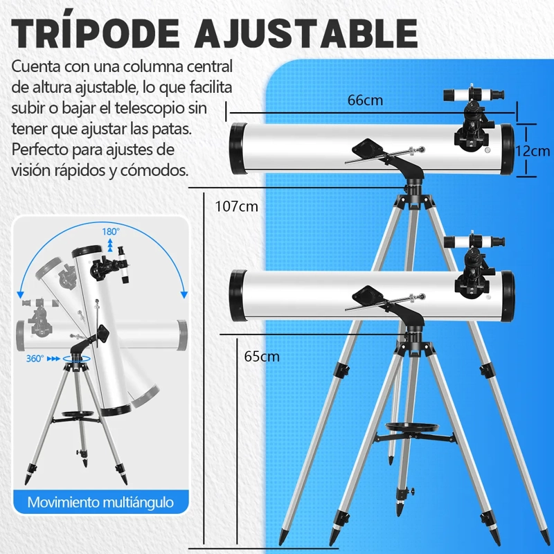 TELESCOPIO ASTRONOMICO PROFESIONAL REFLECTOR HD 35X-525X 70076 CON 125CM TRIPODE AJUSTABLE - 5