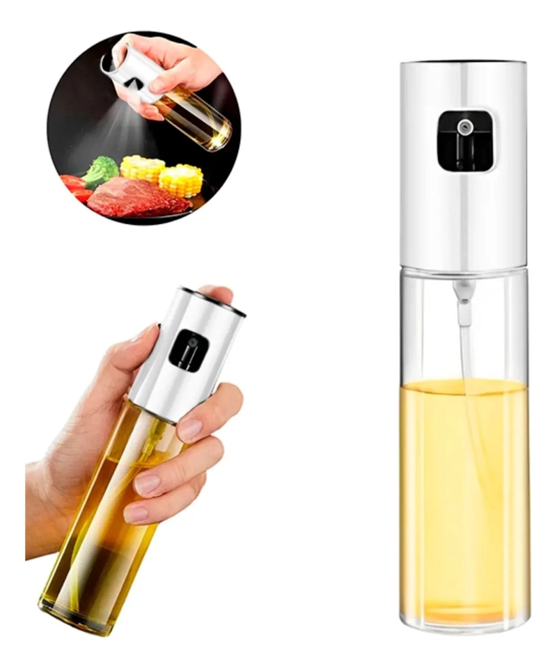 PULVERIZADOR DE ACEITE DE OLIVA DE 100 ML PARA USO CULINARIO PROFESIONAL PLATEADO - 1