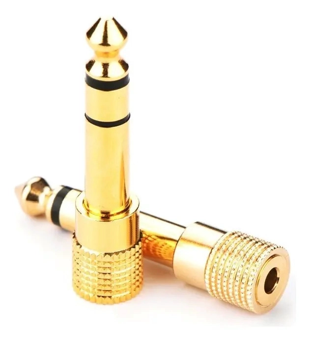PACK X2 ADAPTADOR AUDIO PLUG ORO 24K 6.35MM MACHO A 3.5MM HEMBRA - 1