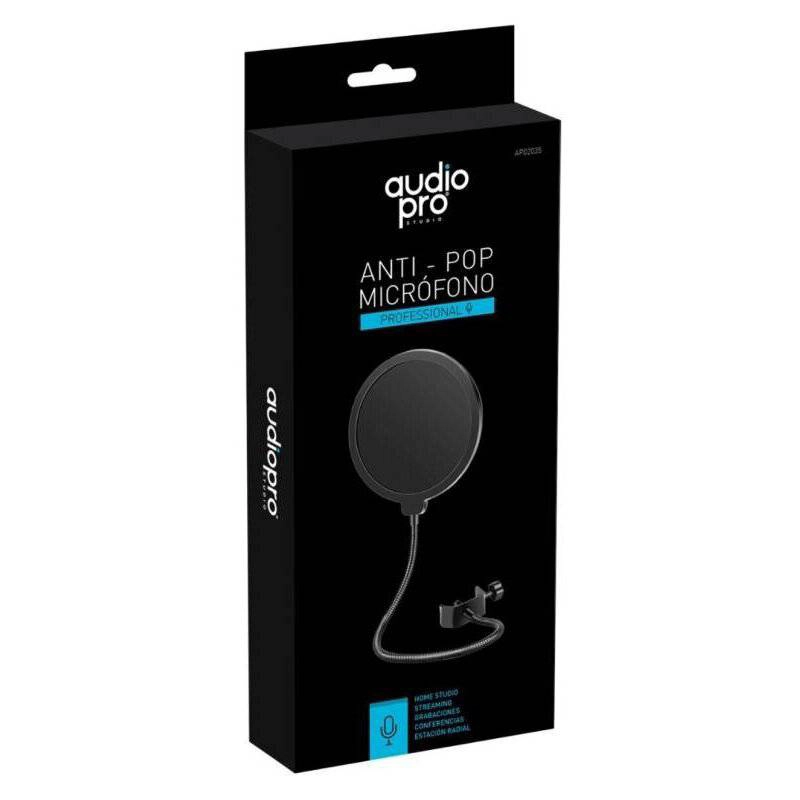 FILTRO ANTIPOP FLEXIBLE DOBLE CAPA AJUSTABLE PARA MICROFONO COLOR NEGRO - 2